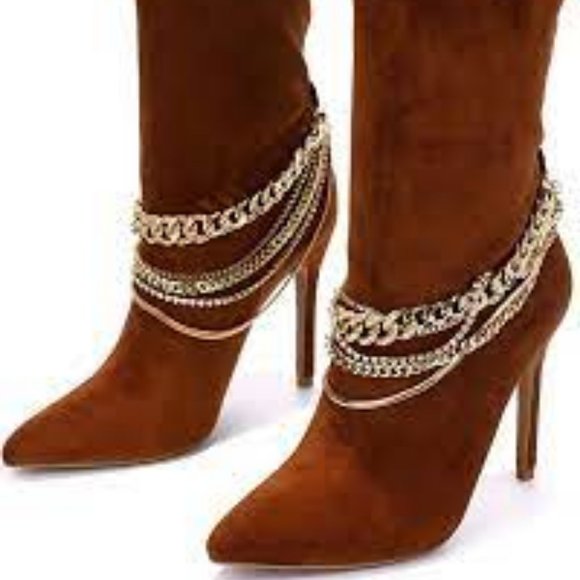 CAPE ROBBIN SOMEWHERE BROWN FAUX SUEDE STILETTO SOCK ANKLE BOOTS 5.5 - Picture 2 of 10